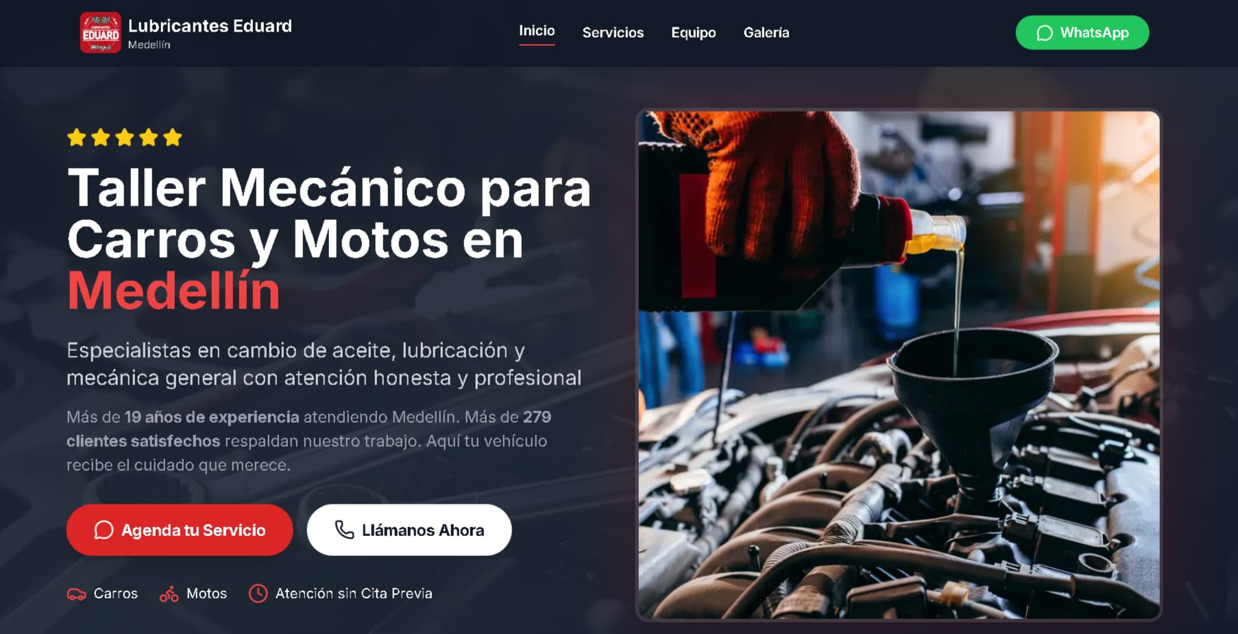 Interfaz de Lubricantes Eduard, sitio web desarrollado por Juan José García